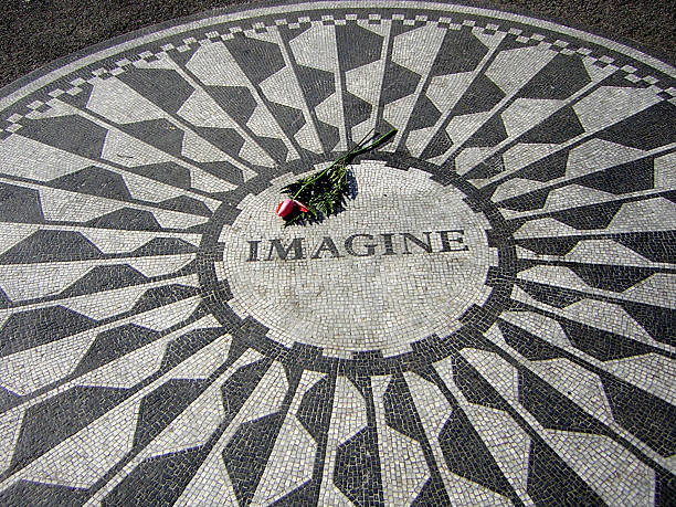 Strawberry fields memorial central park new york, john lennon stock photo