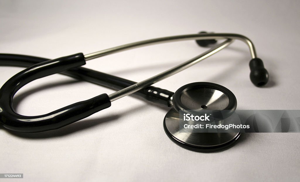 Heart healthy concept with a close-up of a stethoscope A stethoscope. Emergency Sign Stock Photo