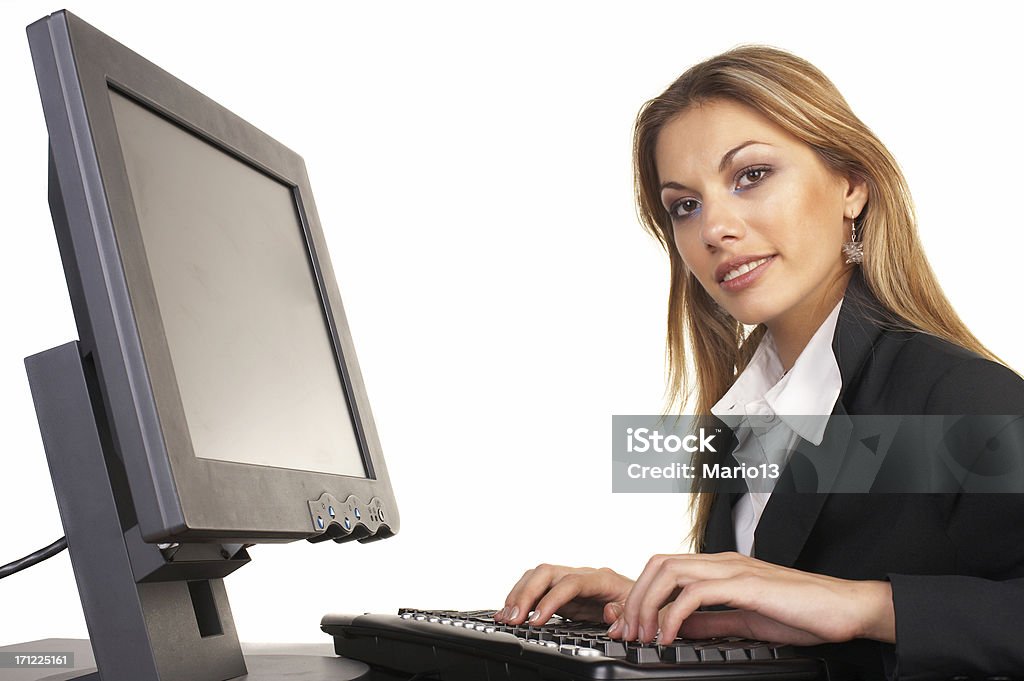 Attraente donna d'affari con Laptop - Foto stock royalty-free di Abbigliamento da lavoro