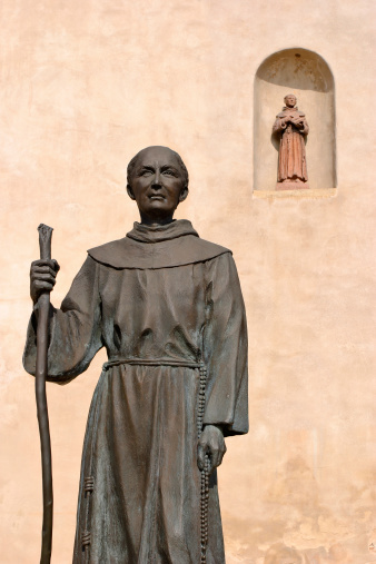 Father Junipero Serra statue at the Mission San Gabriel Arcangel (San Gabriel, California).