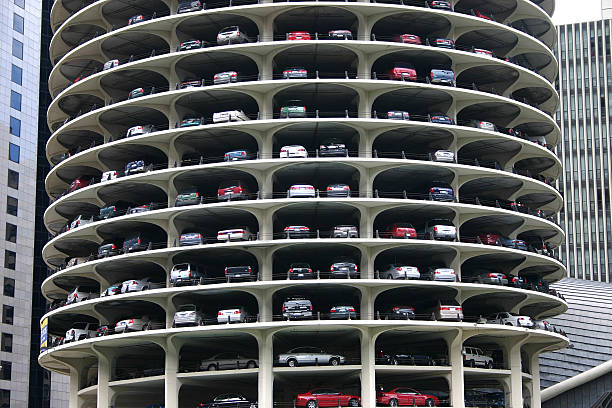 Circular parking lot stock photo