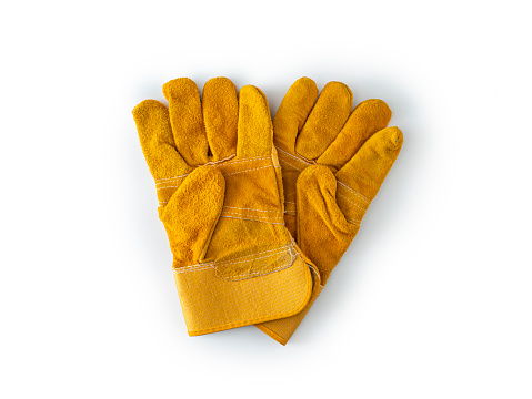 Top view of Unbleached Cloth Gloves (Green Rim), Fabric Gloves for Cloth gloves to prevent danger to the hands caused by mechanic work, various handicrafts.
