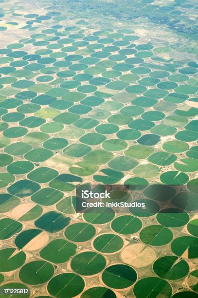 Veduta Aerea Di Irrigazione Circolare - Fotografie stock e altre immagini di Cerchio - Cerchio, Attrezzatura per l'irrigazione, Veduta aerea