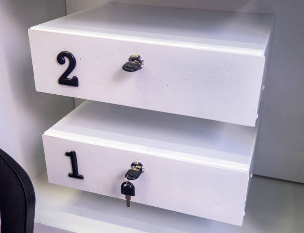 istock Boxes in the post office. Mini safe with key. The concept of secure storage. Box numbers 2 and 1. 1712269758