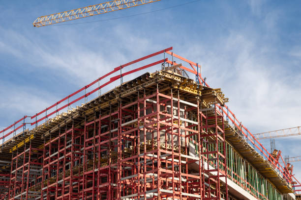 istock Scaffolding at the Construction site Technology for Tall Buildings reinforce concrete to build skyscrapers. 1712351629