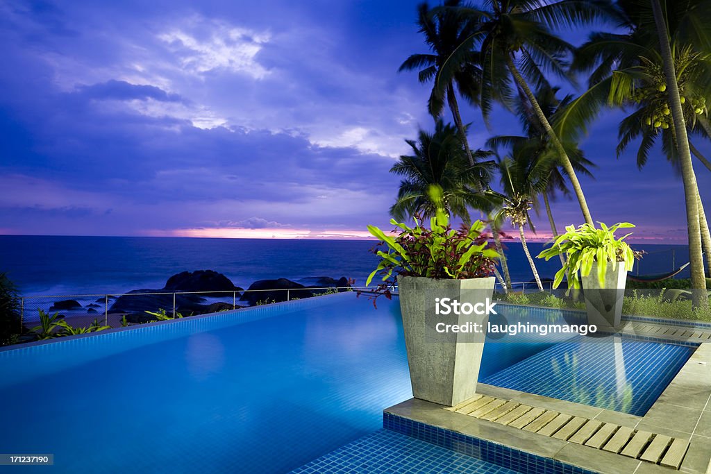 villa hotel swimming pool sri lanka luxury waterfront villa in sri lanka Cement Stock Photo