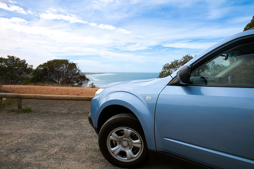 Cross-country vehicle on the Great Ocean Road.