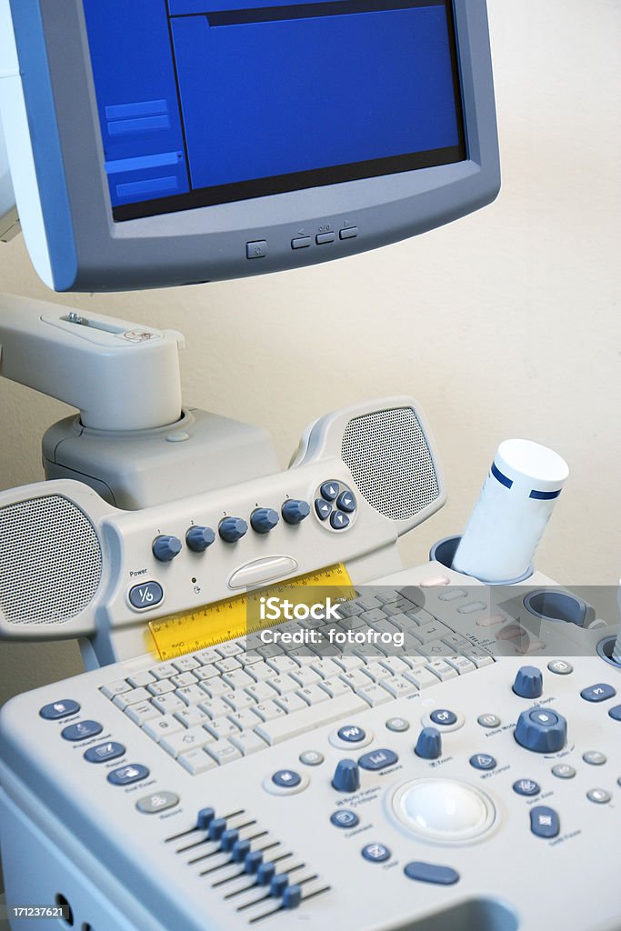 Ultrasound machine Ultrasound machine in doctor's office. Computer Monitor Stock Photo