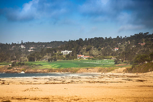 carmel beach in carmel-by-the-sea - pebble beach california california golf carmel california stock-fotos und bilder