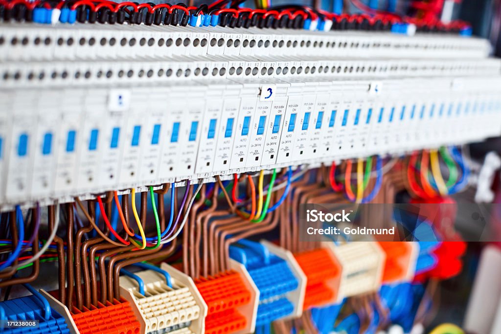 Primer plano de un Panel eléctrico - Foto de stock de Corte transversal libre de derechos