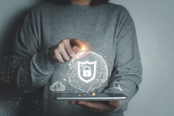 istock Digital privacy and cybersecurity concept, safeguarding your trust and identity online or business, database management and cyber solutions, protecting personal information, global smart security. 1712381452