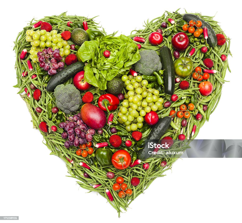 Я люблю овощи и фрукты - Стоковые фото Символ сердца роялти-фри