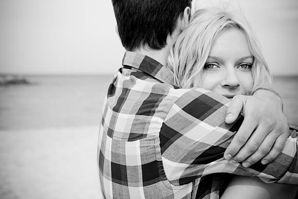 Young couple embracing stock photo