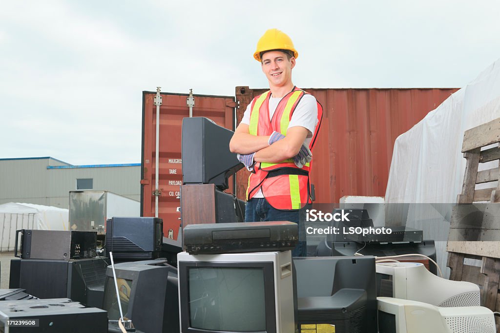 Trabalhador de reciclagem-orgulho de trabalho - Royalty-free Equipamento Elétrico - Equipamento de Recreio Foto de stock