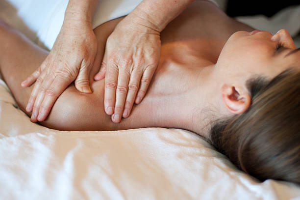 healing hands massage stock photo