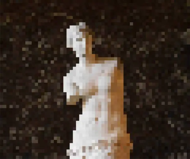 Vector illustration of Pixel art ancient sculpture. Venus statue vector