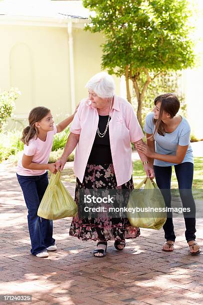 Enkelkinder Bei Großmutter Zu Tragen Shopping Stockfoto und mehr Bilder von Mithilfe - Mithilfe, Unterstützung, Kind