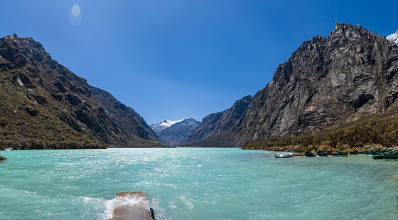 Aerial view of the Llanganuco Lagoon, Ancash. Peru