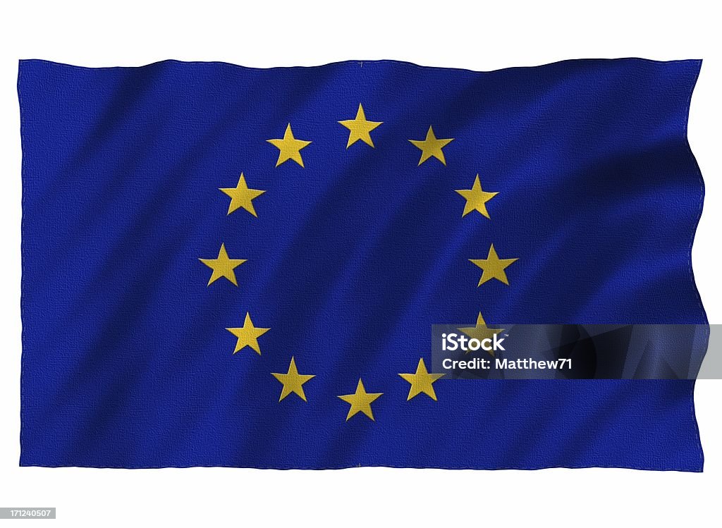 UE 3D de bandera sobre blanco - Foto de stock de Azul libre de derechos