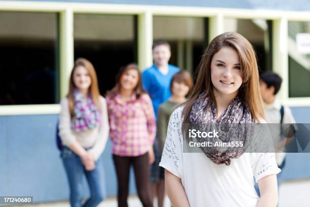 Group Of Young Teens At School Stock Photo - Download Image Now - Child, Group Of People, Human Face