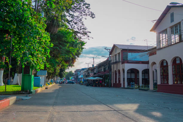 Main street with shops and markets in Puerto Limon, Costa rica on a sunny evening. Main street with shops and markets in Puerto Limon, Costa rica on a sunny evening. puerto limon stock pictures, royalty-free photos & images