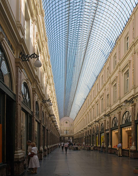 Part of beautiful building with glass roof in Lima, Peru.