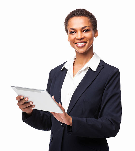 African American Businesswoman Using Digital Tablet - Isolated stock photo