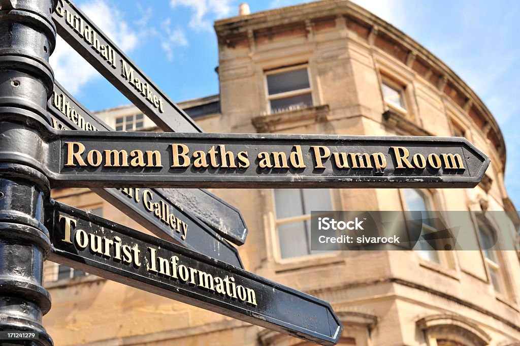 Direction to Roman Baths Picture taken at Bath City, England Bath - England Stock Photo