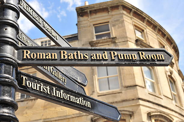 Direction to Roman Baths Picture taken at Bath City, England bath england photos stock pictures, royalty-free photos & images