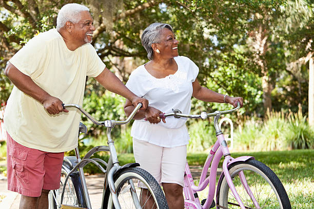 istock Senior African American couple riding bicycles 171241733