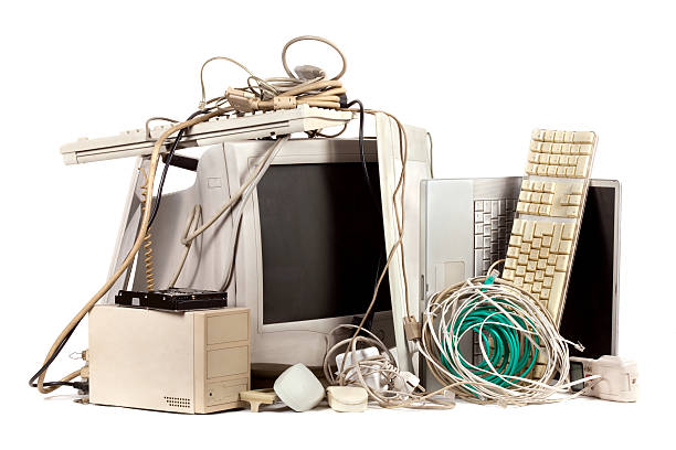 Obsolete electronics Pile of used, obsolete electronics. E-waste is becoming a major problem worldwide. obsolescence stock pictures, royalty-free photos & images