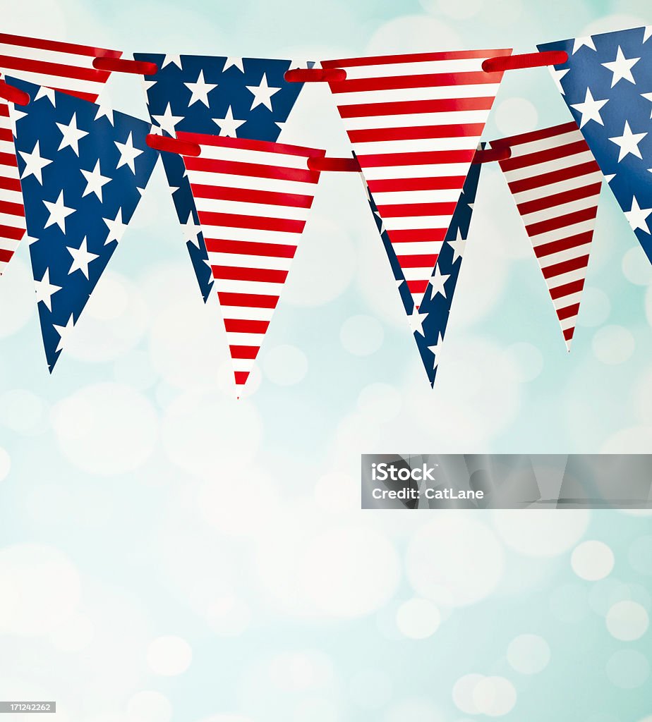 Patriotic Party Flags Patriotic party background with stars and stripes flags American Culture Stock Photo