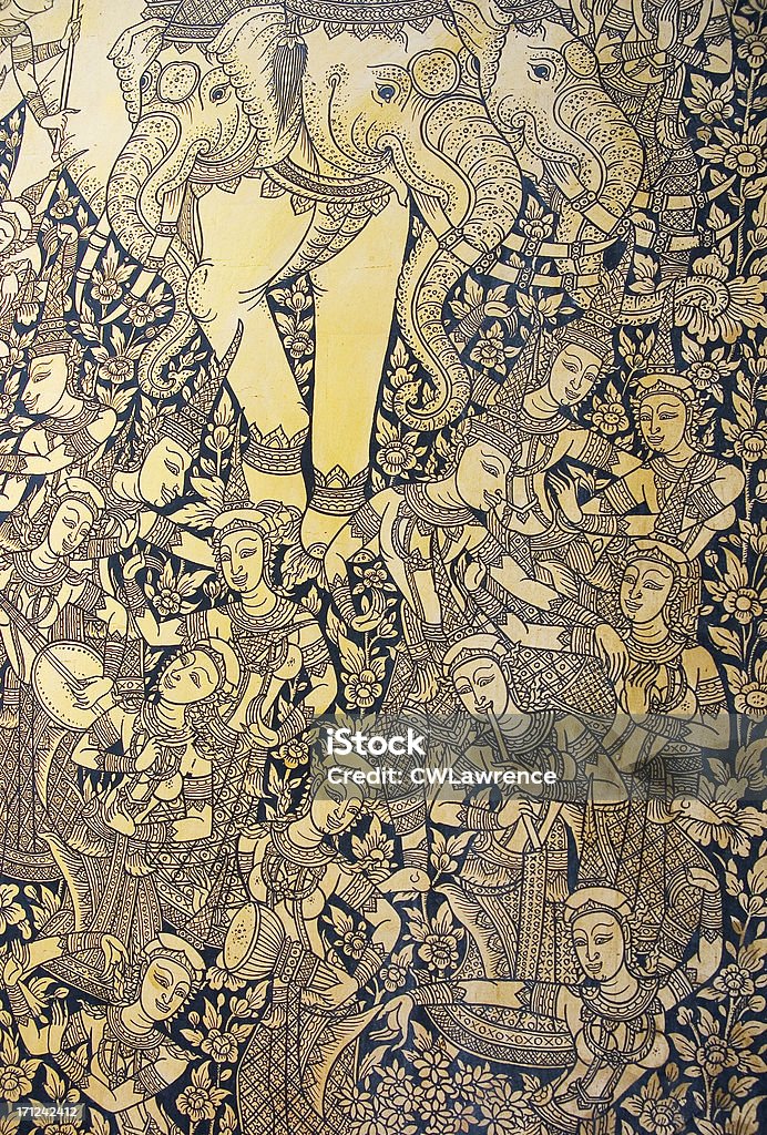 Вид искусства на дверь в Ват Сутхат - Стоковые фото Живопись - художественное произведение роялти-фри