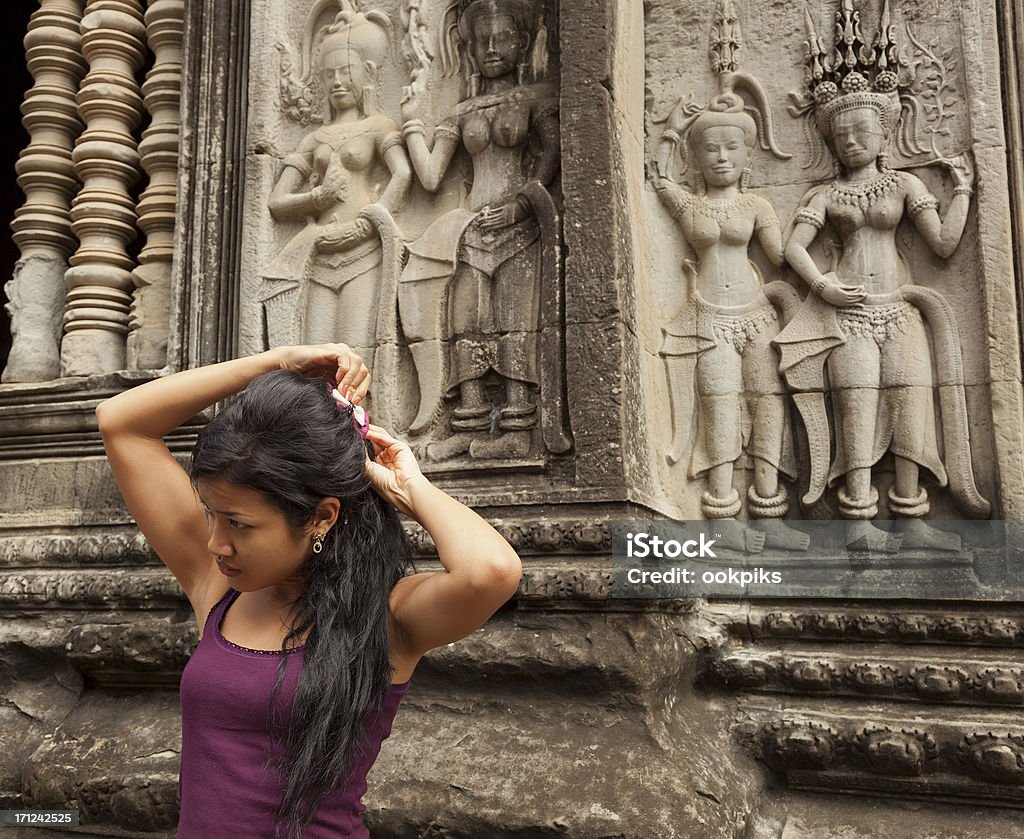Hairstyles Female Visitor Angkor Wat Cambodia Apsara Basreliefs Stock Photo  - Download Image Now - iStock