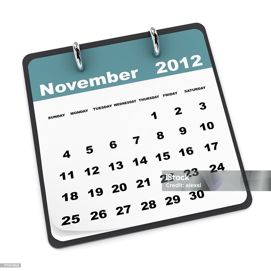 De noviembre de 2012 calendario - Foto de stock de 2012 libre de derechos