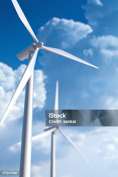 Wind Turbine Ecological Power Generation Stock Photo - Download Image Now - Motion, Wind Power, Blue