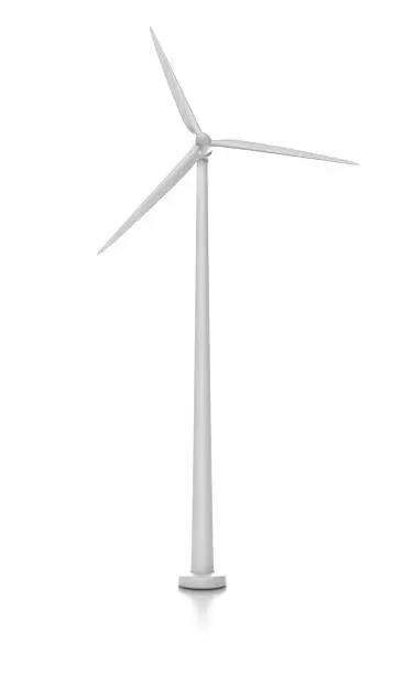 Photo of wind turbine isolated on white