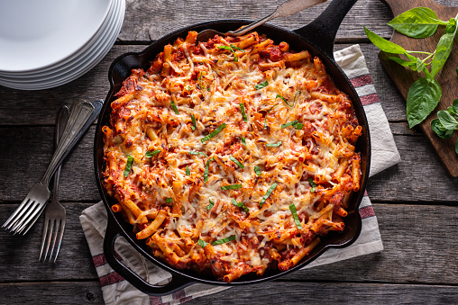Baked Ziti in a Cast Iron Skillet