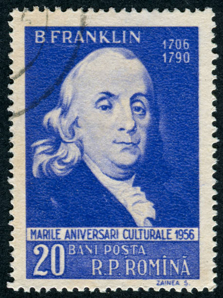 benjamin franklin carimbo - benjamin franklin history american culture portrait imagens e fotografias de stock