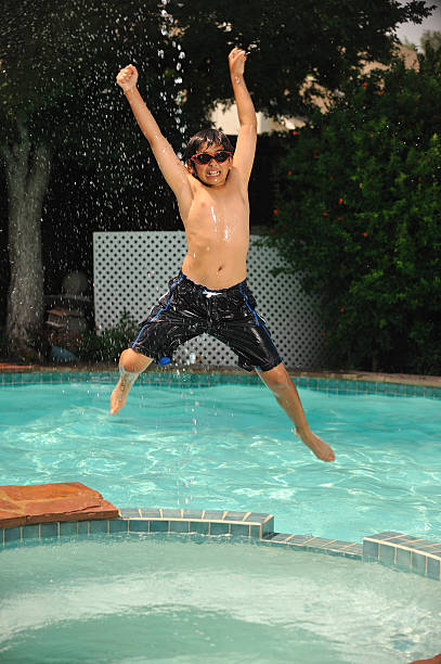 istock Boy jumping in the swimming pool 171249502