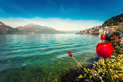 Town of Bellagio on Como Lake in Spring, Italy