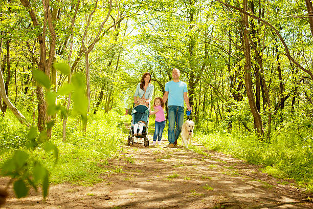 istock Family With Two Children Walking in a forest. 171250027