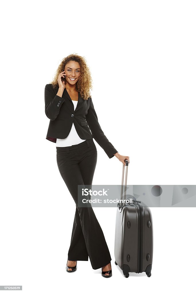 Atraente Mulher de negócios com a mala fazer uma chamada telefónica - Royalty-free 20-24 Anos Foto de stock