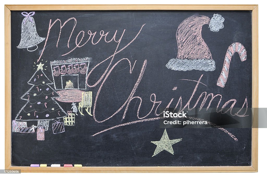 Feliz Natal escrita Chalkboard - Foto de stock de Desenho royalty-free