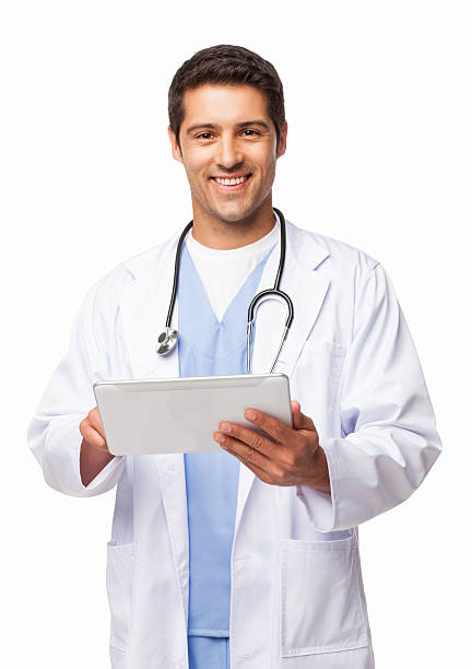 Giovane medico con Digital Tablet-isolato - foto stock