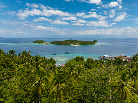 Malipano Islets and turquoise water in Samal. Davao, Philippines.