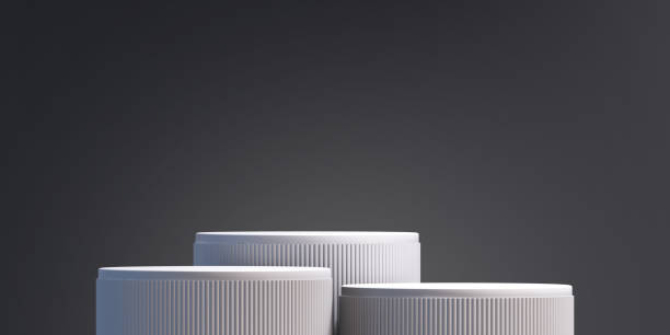 3d podium product black and white mockup,background 3d render illustration