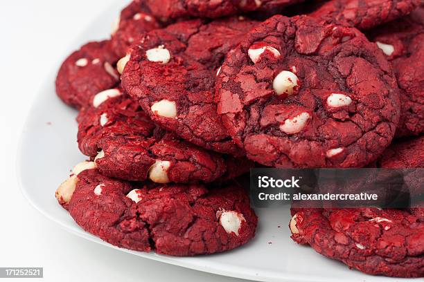 Plate Of Red Velvet Cookies Stock Photo - Download Image Now - Red Velvet Flavor, Cookie, Chocolate Chip Cookie