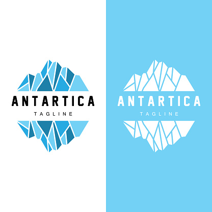 Iceberg Logo, Antarctica Logo Design, Simple Nature Landscape Vector Illustration Template