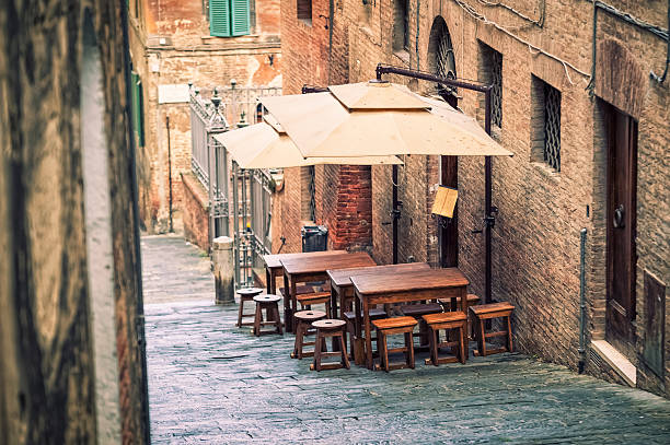 Traditional restaurant in Siena, Tuscany stock photo